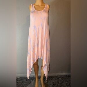 Sleeveless baby pink  and Blue Tie-Dye Dress